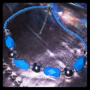 Blue beaded fancy necklace